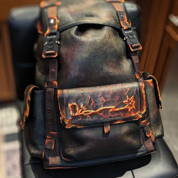 NWT AUTH HIT THE ROAD MENS BACKPACK CACTUS JACK X DIOR LEATHER LARGE DEADSTOCK - Picture 1 of 16